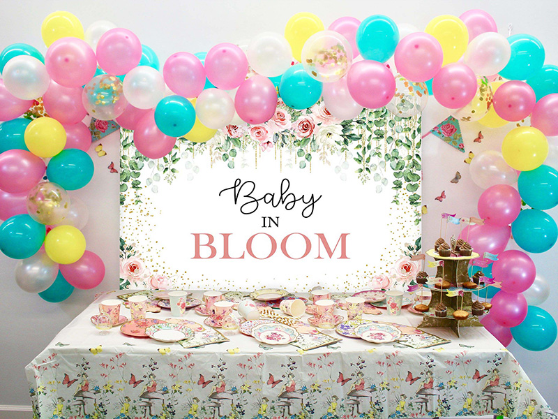 Pink Flower Baby Shower Party Decorations