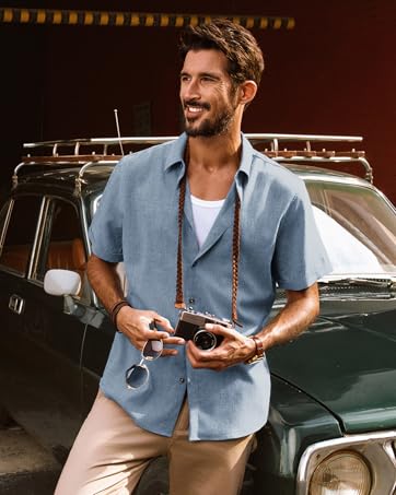 mens casual short sleeve button down  shirts