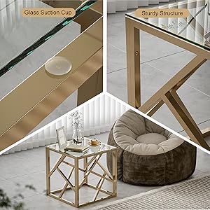 Amazon.com: IKIFLY Square Glass End Table with Shelf
