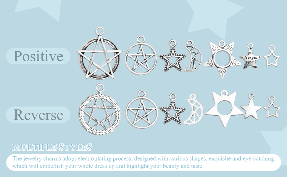 silver pentagram charms