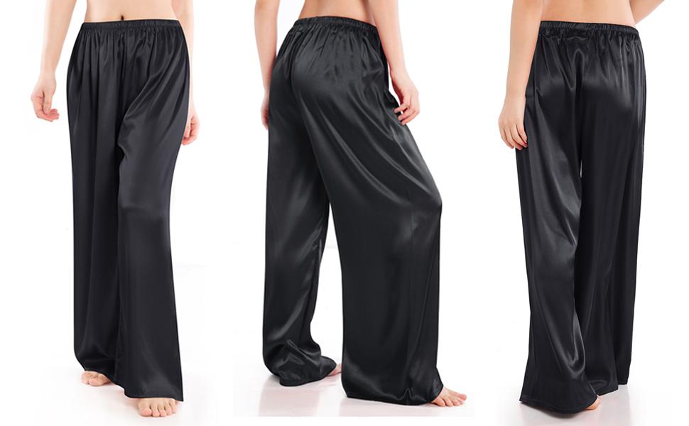 値下げ不可　美品silk linen shantung pajama pants SWOMOG Women's Silk Satin Pajama Pants Longs Silky Sleep