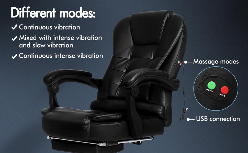ELFORDSON Massage Office Chair With Footrest Executive Gaming Seat PU Leather 18 MASSAGE OFFICE CHAIR