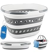 Laundry Basket Collapsible, 16L Small Clothes Hamper Pop-Up Laundry Baskets with Handles, Foldabl...