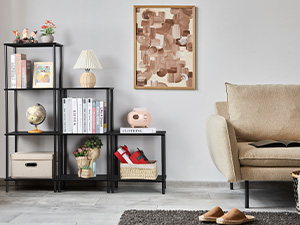 vintage style wooden bookshelf