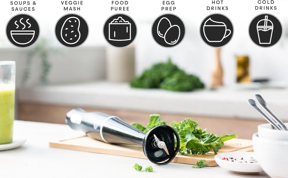 MasterChef Hand Blender Stick, Electric Handheld Food Processor, 2