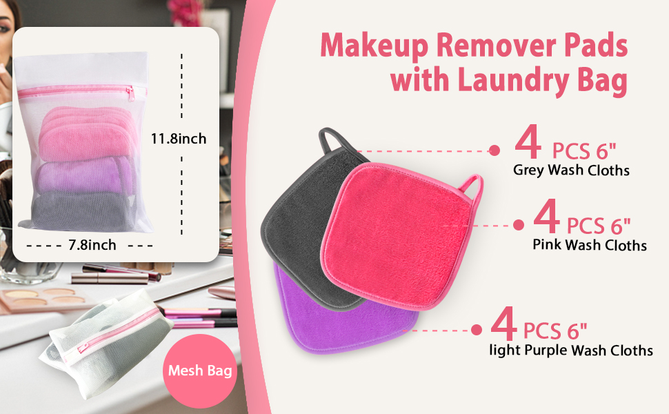 Makeup Remover Cloth, 6" x 6" Make Up Towels Reusable Face