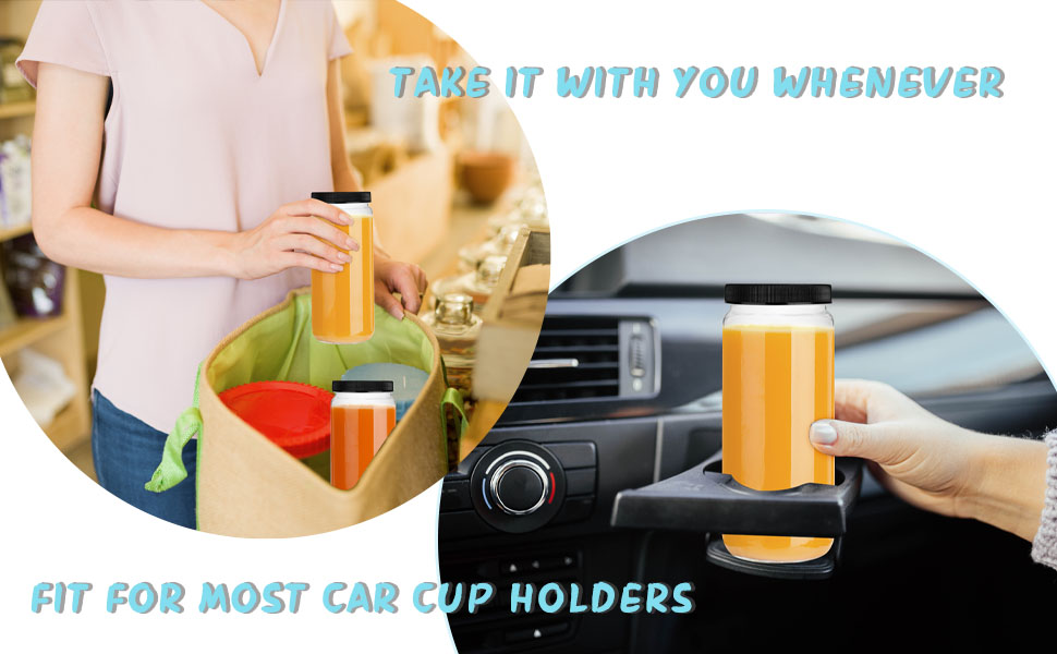 Luxfuel 16oz Glass Juicing Bottles with Airtight Lids