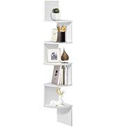 Moustache Corner Shelf, 5-Tier Floating Wall Shelf, Wall Mount Corner Shelves for Study Room, Bed...