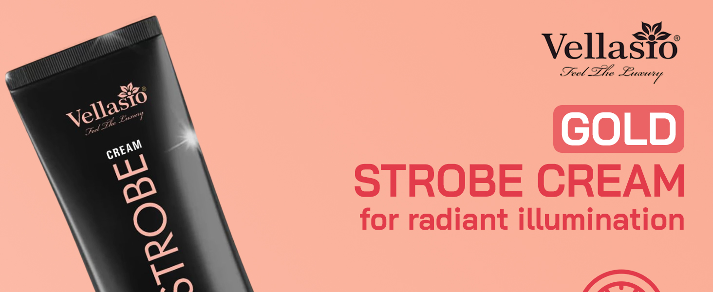 Vellasio Strobe Cream Gold | Face Illuminator &amp;amp; Primer with Hyaluronic Acid, Squalene, SPN-MX9E8