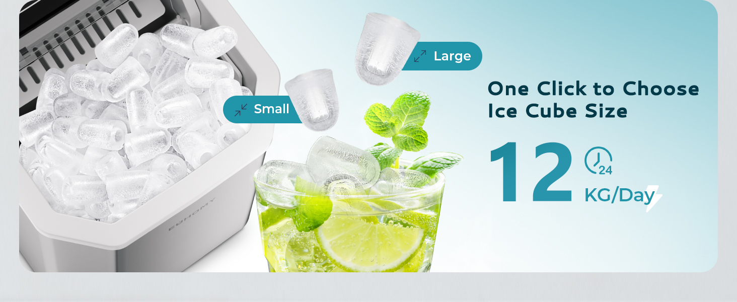 One Click to Choose  Ice Cube Size