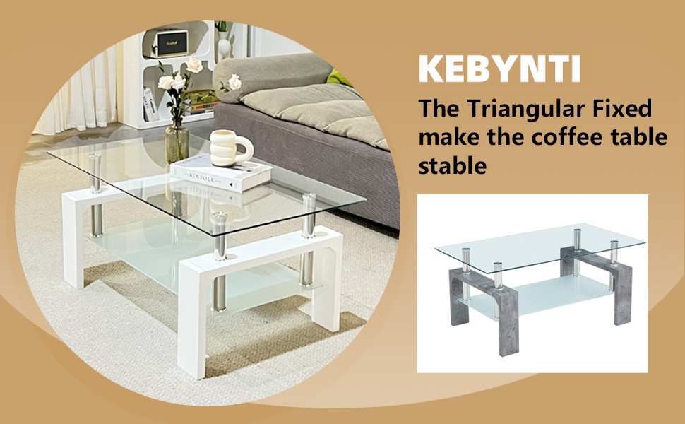 Amazon.com: Kebynti Coffee Table - Rectangle Glass Coffee