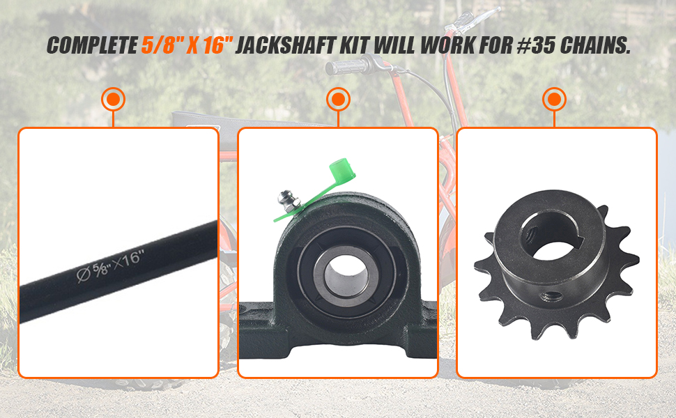 pinkhatcat Jackshaft Go Kart Minibike Complete Jackshaft Kit 5/8" X 16" 35 Chain