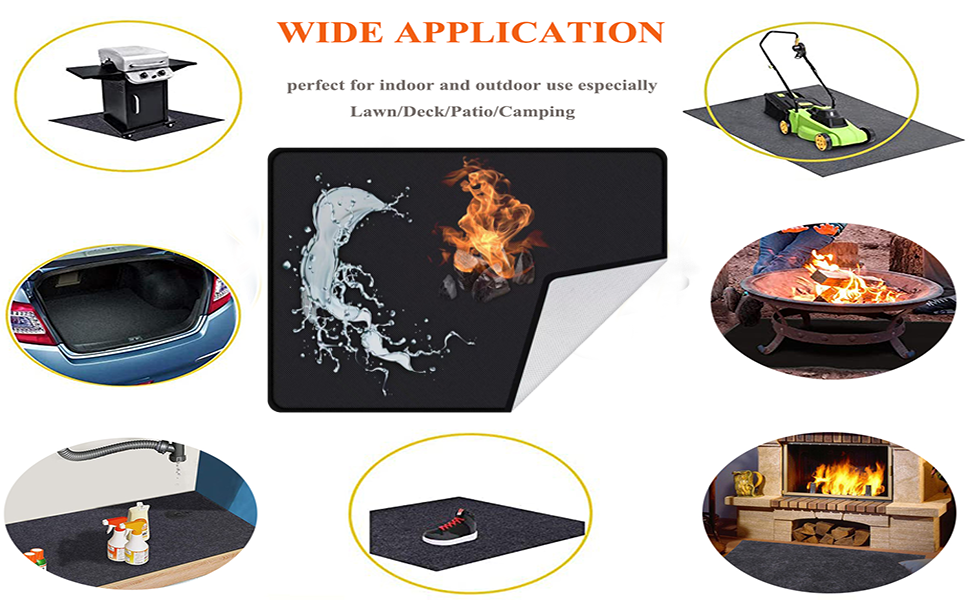 SIRUITON Fire Pit Mat Flame Retardant Absorbent Oil Pad Protects Decks