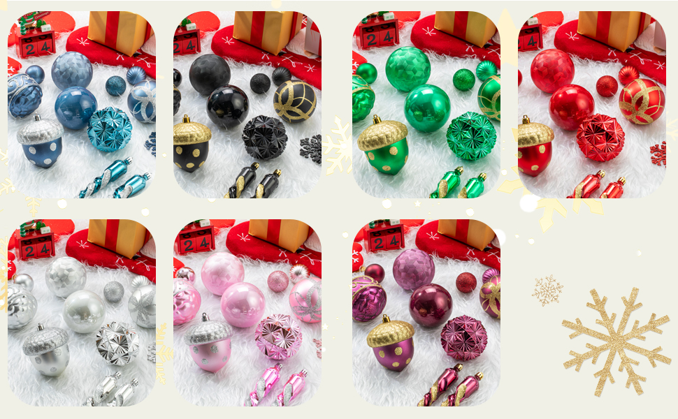 62pcs Christmas Balls Ornaments Set 3.15" Big Christmas