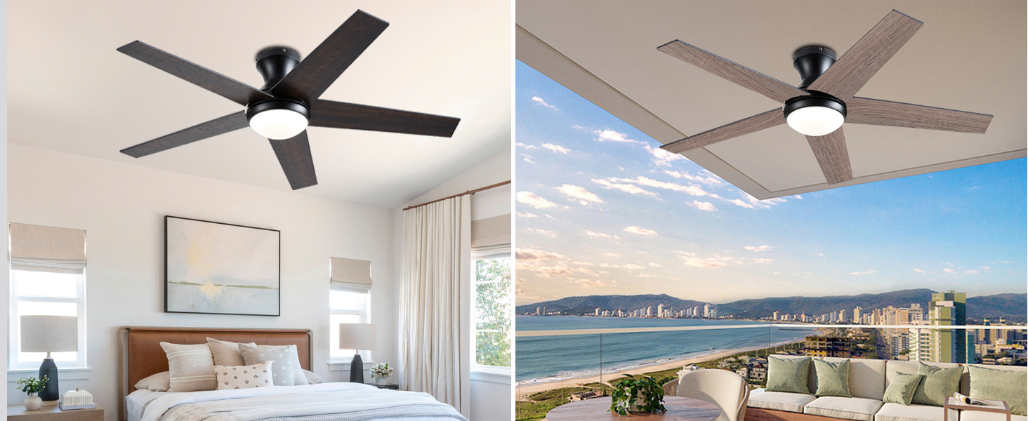 modern low profile ceiling fans with lights and remote