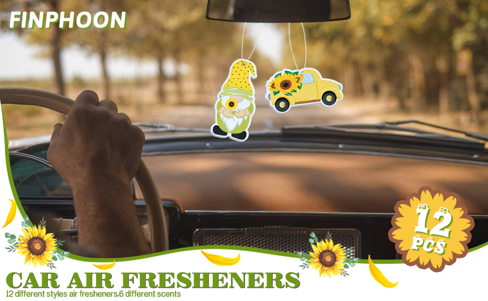 Finphoon 12 Pcs Car Air Fresheners, Cute Car Air Freshener