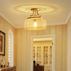 WUZUPS Chandelier Rustic Farmhouse Industrial Round Semi-flushmount Ceiling LED Light Fixture
