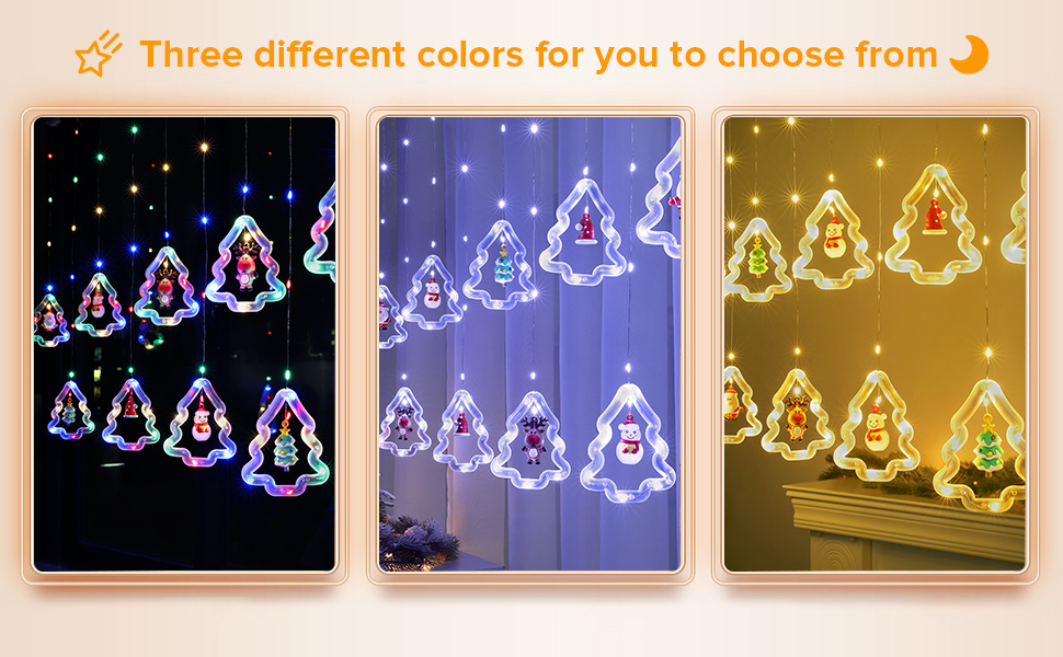 BLOOMWIN Christmas Window Light Warm White LED Curtain Fairy Light 3m