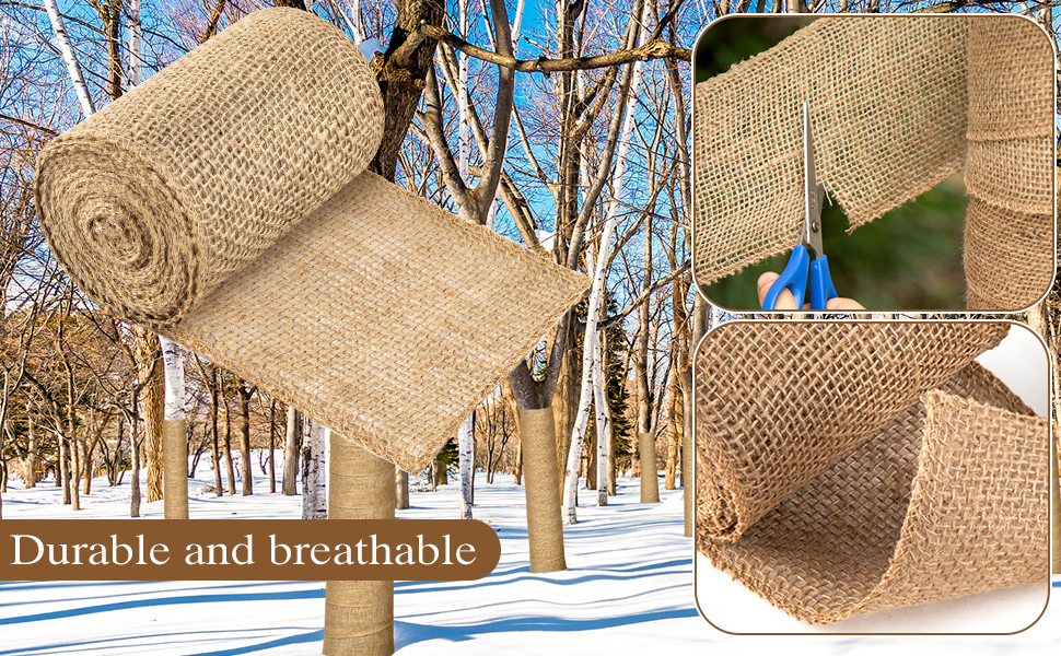 Natural Burlap Tree Protector Wrap, 3 Rolls Tree Wrap for