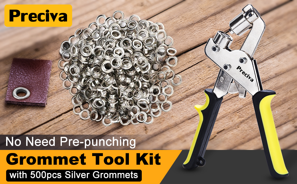 Preciva Grommet Tool Kit, Portable Handheld Hole Punch Pliers Grommet