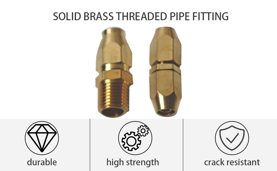 Uiter 10PCS Soild Brass HPT Air Hose Fittings, Reusable Hose Splicer End Repair Fitting for 1/4