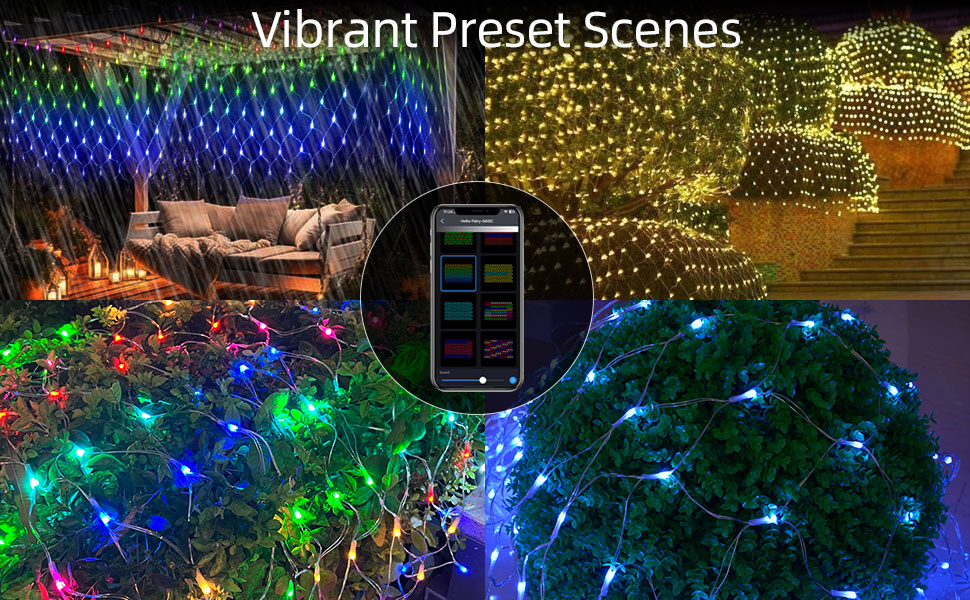 Vibrant Preset Scenes - outdoor christmas net lights