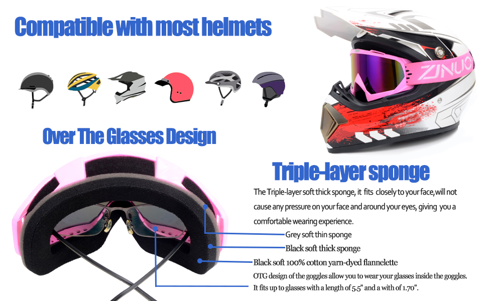 ZJNUO Dirt Bike Goggles ATV Goggles Motocross Off Road Goggles
