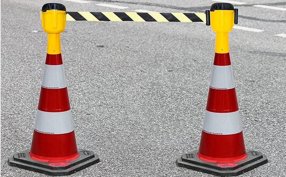 Retractable Traffic Cone Caution Tape 9 Meter Retractable Ribbon 9 Mtr Yellow Cone Mountable