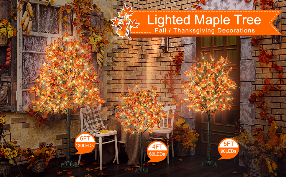 5FT 90LED Lighted Maple Tree Thanksgiving Decor