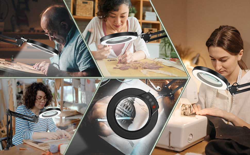 Krstlv 10X Magnifying Glass with Light and Clamp, Upgrade