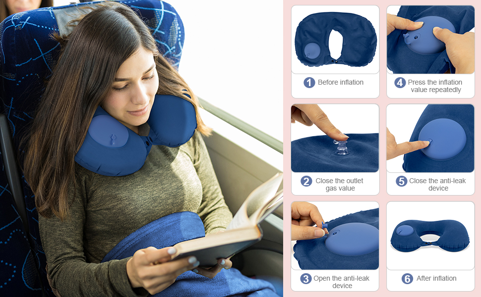 Oreiller gonflable en forme de U