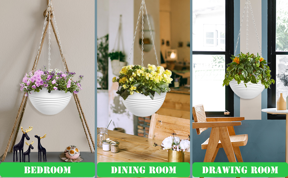 SAIKIM Hanging Planter, 18Pcs White Hanging Pots, 8