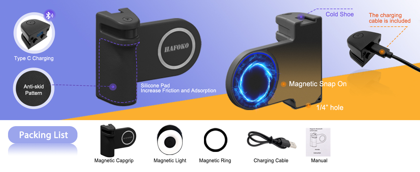 Magnetic Smartphone Capgrip with 1/4 and Cold Shoe