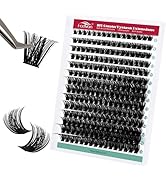 FADVAN Cluster Lashes 224pcs Volume Lash Clusters 100D DIY Cluster Eyelash Extensions 8-16mm D-Cu...