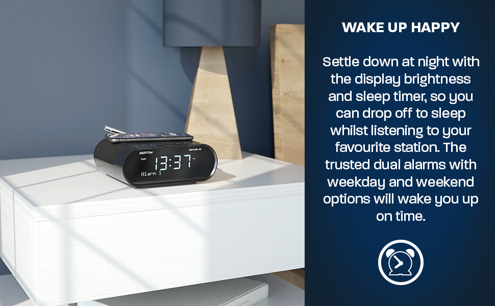 DAB+ DAB Digital FM Clock Radio, Wireless Phone Charger, Dual Alarm