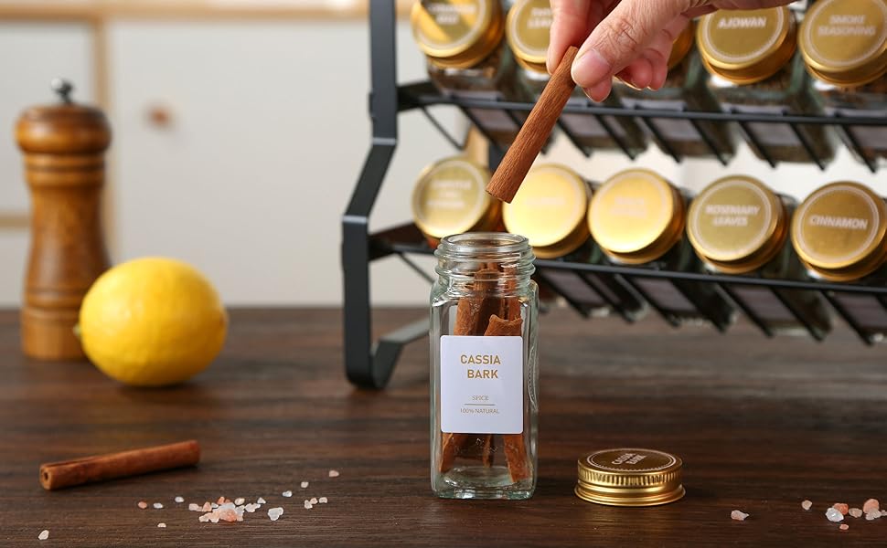 JARXSUN Glass Spice Jars with Label, 48 Pcs Spice Jars with