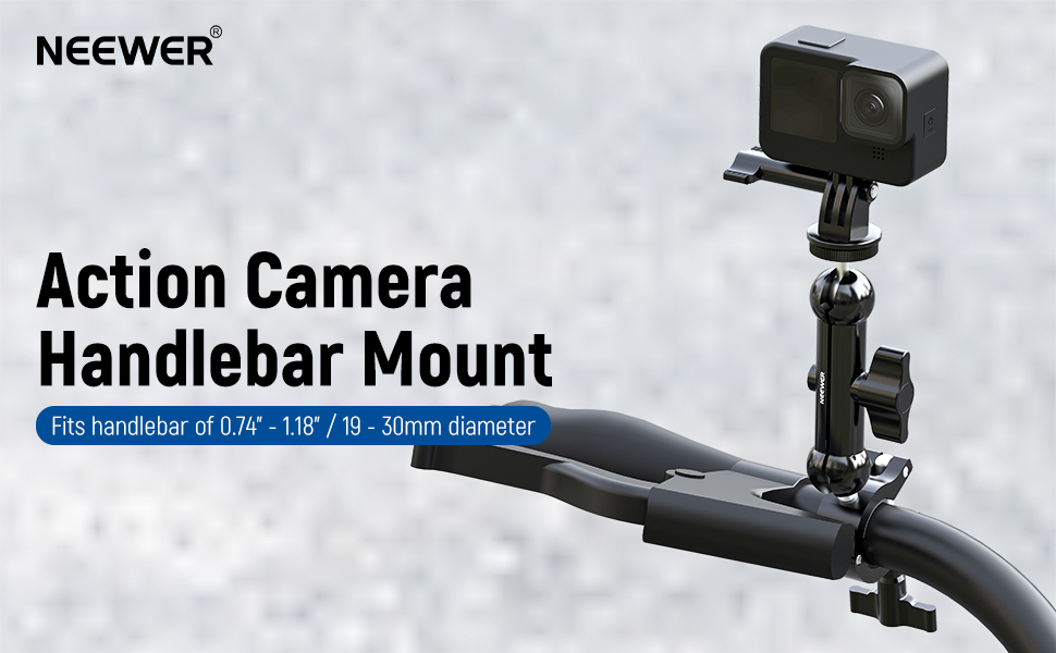 NEEWER Action Camera Pole Mount for Motorcycle Bike Handlebar Ski Pole