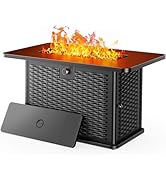 Ciays 43-Inch Rectangular Propane Fire Pit with 60,000 BTU Output, Gas Fire Pit with Cover and Ro...