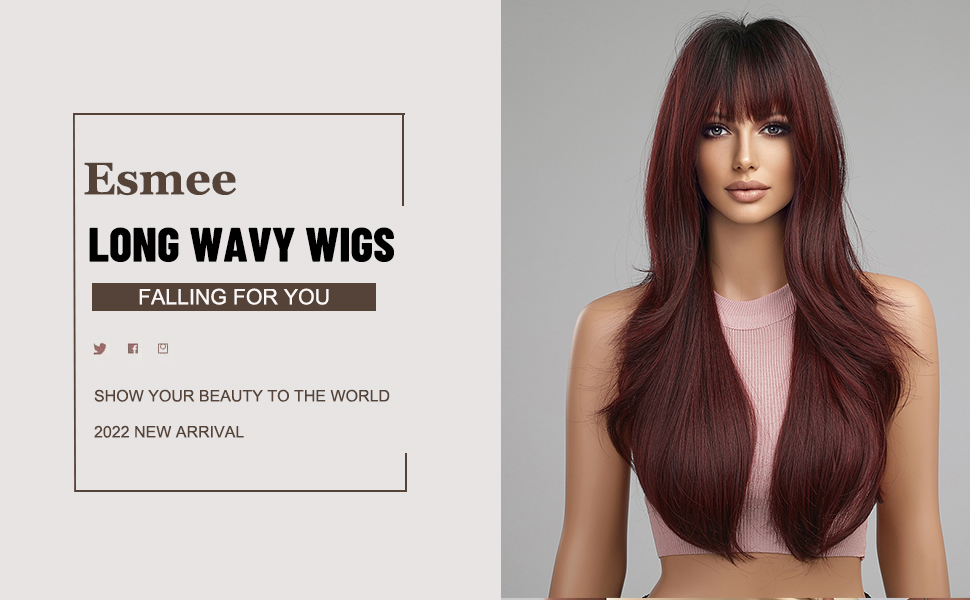 Esmee Long Ombre Red Wigs for Women Natuaral Synthetic Wavy Curly Hair
