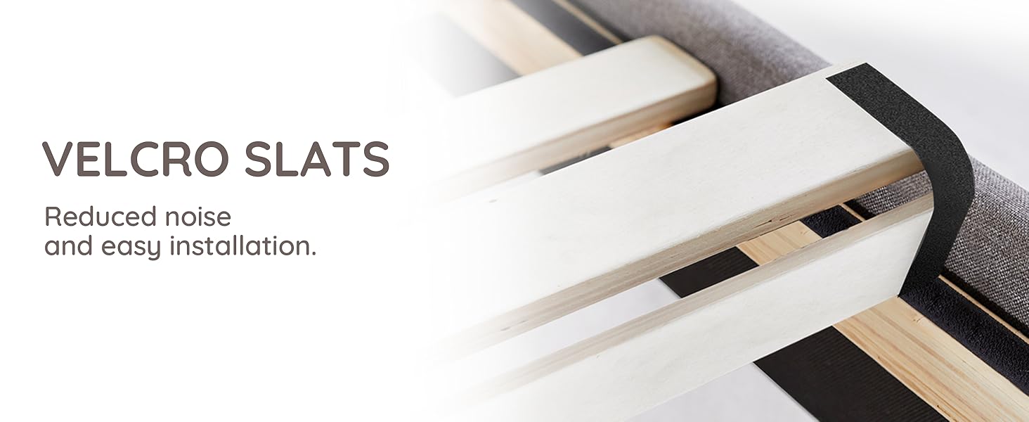 Bed Frame Fabric Upholstered Vertical Channel Tufted Wingback Headboard Footboard Strong Wood Slats