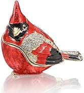 YU FENG Cardinal Bird Trinket Box Animal Hinged Trinket Boxes Small Enamel Jewelry Trinket Box Bi...
