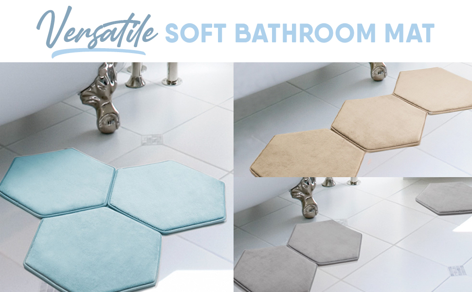 MICRODRY Modular Bathroom Mats Memory Foam, 3Piece Set Super Absorbent Bath Mats