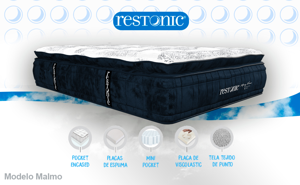 Restonic Malmo Colchón Ortopédico King Size Memory Foam Original 5