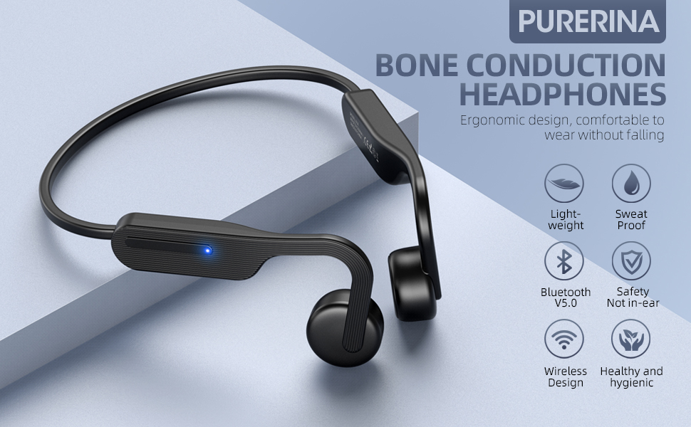 PURERINA Bone Conduction Headphones Open Ear Headphones