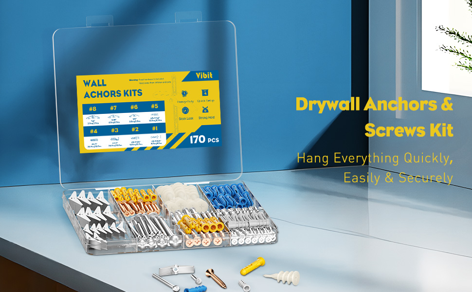 Vibit Toggle Anchors - 170 Pcs Drywall Kit -7