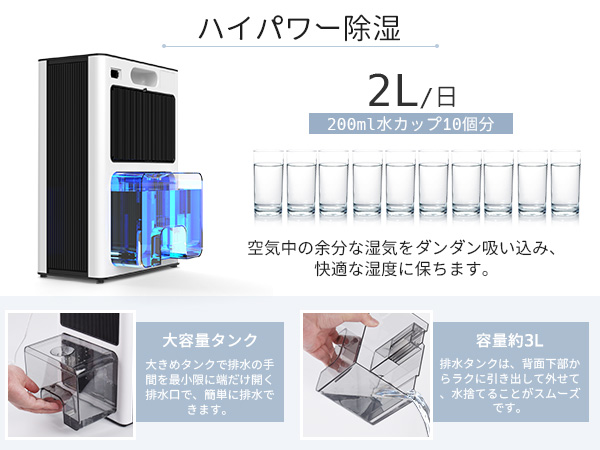 Amazon | 【Amazon.co.jp限定】除湿機 小型 大容量3L 2L/日