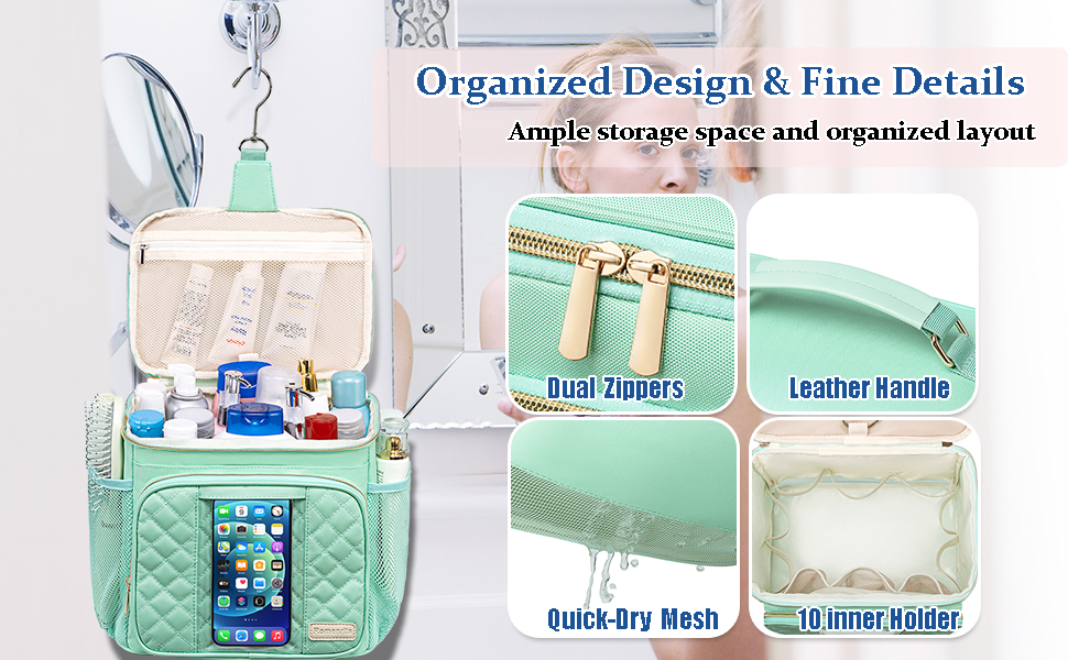 neceser para mujer pink brush quilted shower caddy tote bag