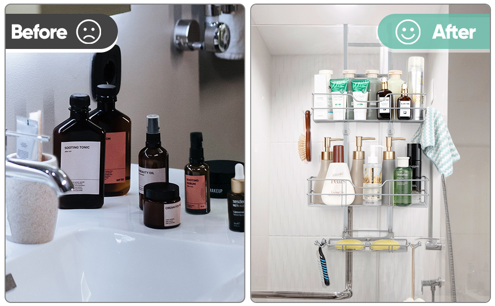 Fogein Over the Door Shower Caddy, Hanging Organizer Shelf