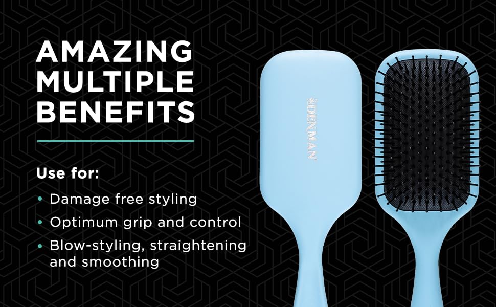 Denman (Blue) Large Paddle Cushion Hair Brush for Blow Drying