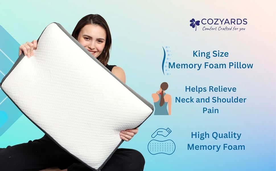 COZYARDS Set of 2 King Size Ventilated Gel Memory Foam Pillows, Soft